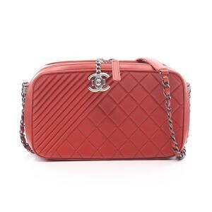 Chanel Coco Boy Camera Bag Shoulder Lambskin Leather Bordeaux Purple